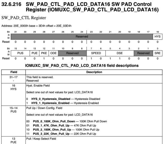 確定pad_ctrl寄存器地址和pad_ctl值。